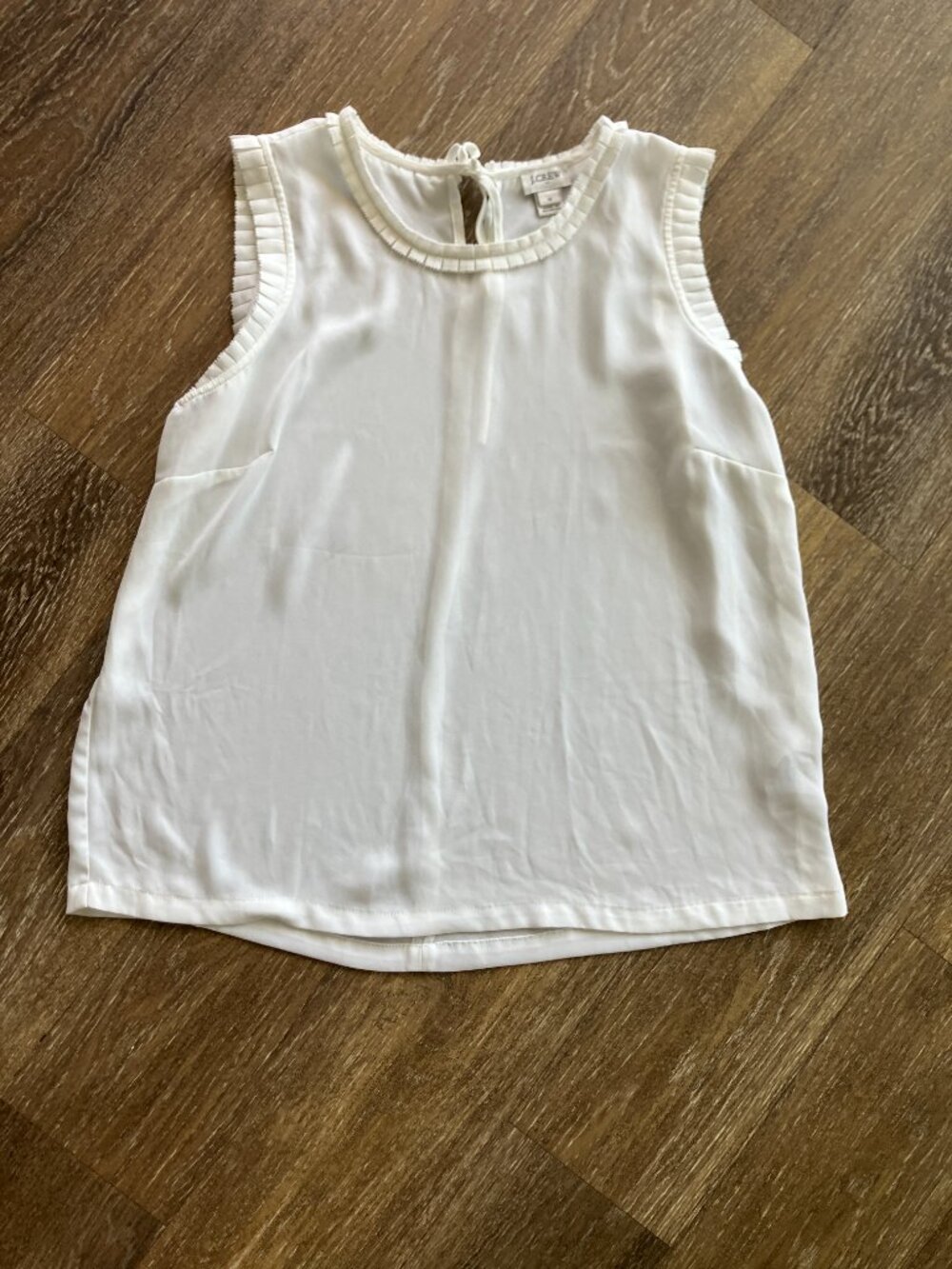 J. Crew Ruffled Fancy Neutral Tank Top - Picture 3 of 7